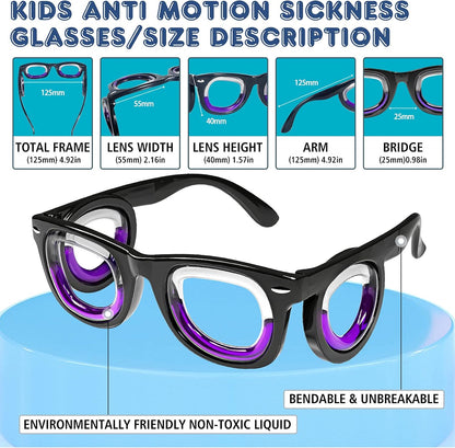 Hion 兒童防暈動病智慧眼鏡（適用於 3-8 歲兒童）– 超輕便攜緩解噁心液體眼鏡，可緩解暈車、暈機、暈船 – 兒童旅行/郵輪必備