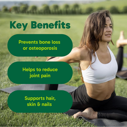 Organika Canadian-Made Enhanced Collagen Bone and Joint Powder - with Glucosamine, MSM, Chondroitin Sulfate, Vitamin D3 and K2 | Helps Restore Bone and Joint Health + Healthier Skin and Hair - 280g