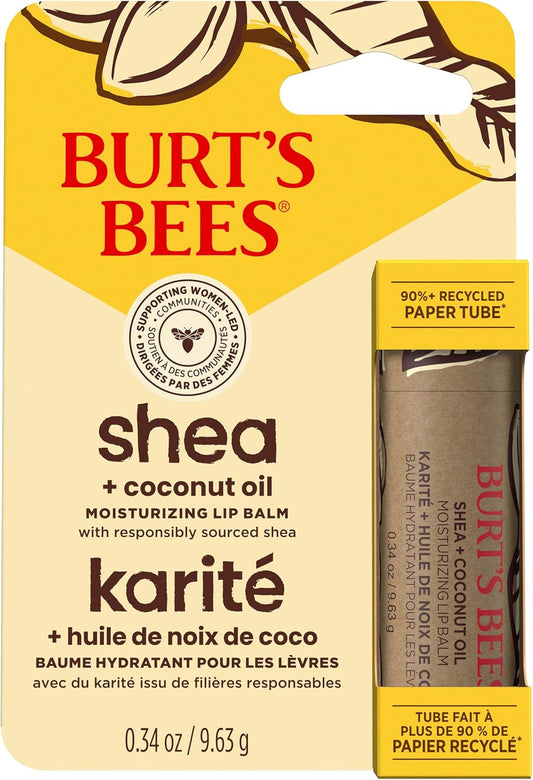 Burt's Bees 小蜜蜂 乳木果润唇膏（干燥干裂双唇适用）| 滋润唇部护理 | 柔软顺滑，1 支 - 椰子油
