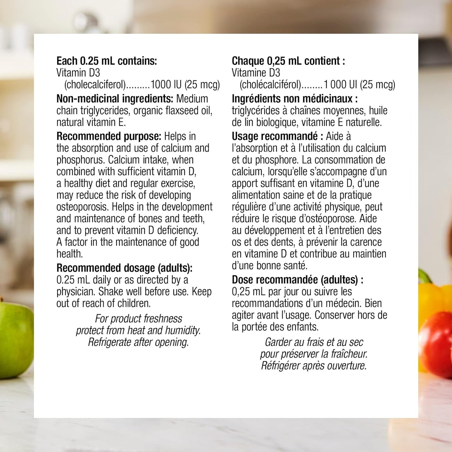 Webber Naturals 维生素 D3 1000 IU 液体，25 毫升，有助于骨骼和牙齿健康，保持身体健康