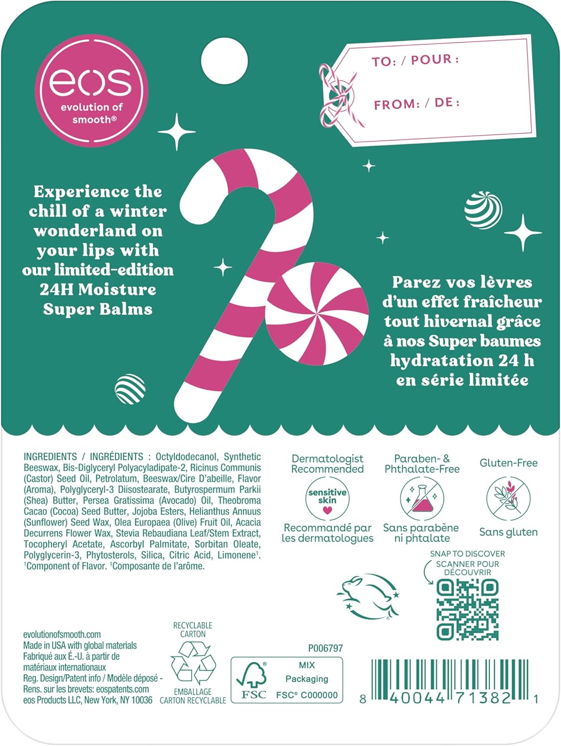 eos Holiday Peppermint Twist/Candy Cane Swirl Super Balm, 20ml, 2 pack