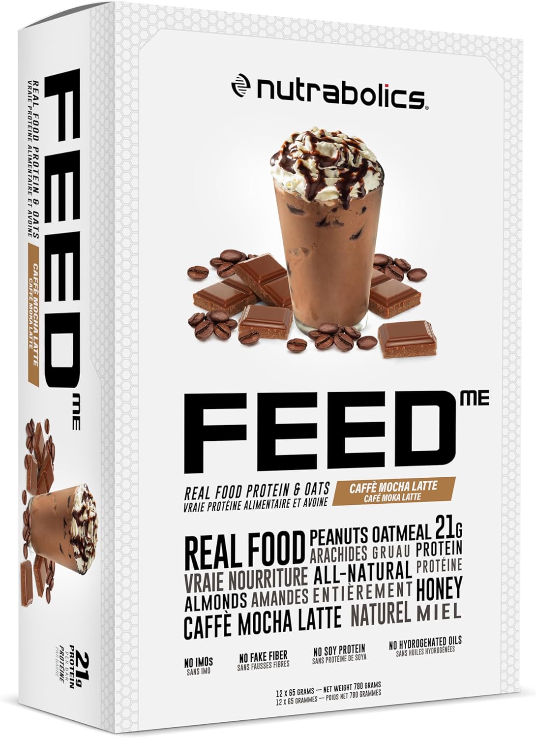 Nutrabolics Feed Bar，摩卡拿铁咖啡，真正的食物蛋白棒，12 条