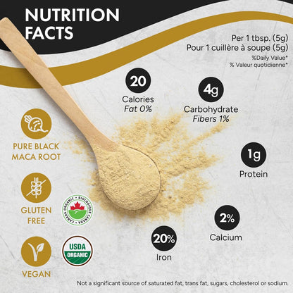 Rootalive Organic Black Maca Powder 454g Gelatinized for High Bio Availability, Easy Digestion and Fast-Absorption, Gluten-Free, Vegan