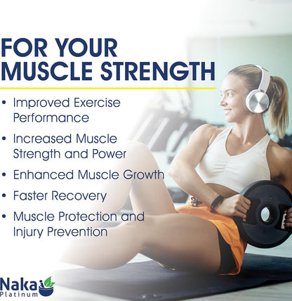 Naka Platinum Creatine 100% Pure Micronized Powder, 3000mg Per Dose, Faster Absorption - Supplement for Muscle Growth, Increased Strength, Enhanced Energy and Improved Athletic/Sports Performance, Made in Canada (200 vcaps)