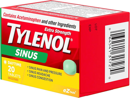泰諾強效鼻竇舒緩片，緩解鼻竇充血和其他鼻竇症狀，日間，20 片