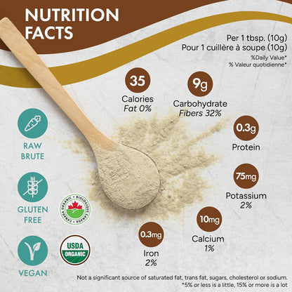 Rootalive 有机洋车前子壳粉 454 克（1 磅），植物性纤维，有助于消化，无味超级食品，含可溶性纤维和不溶性纤维，纯素，无麸质