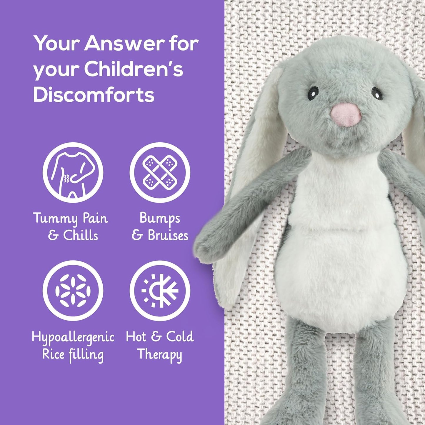 魔法袋 Warmy Theo the Bunny 冷熱敷袋，屢獲殊榮的舒適治療伴侶，天然可堆肥，可擁抱療法，加拿大衛生部註冊，多功能健康伴侶