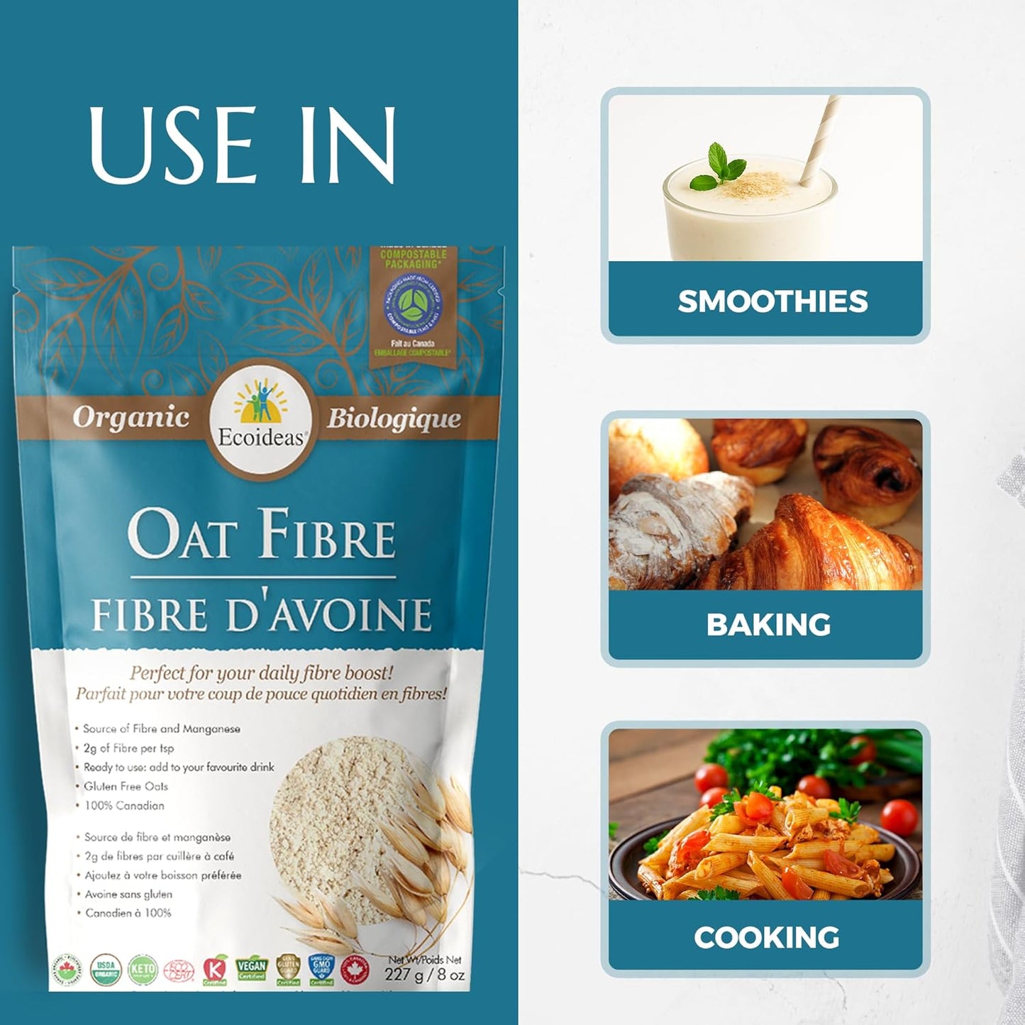 Organic Oat Fiber, 227 g (Pack of 1)