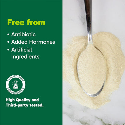 Organika Canadian-Made Full Spectrum Collagen - Type 1,2,3,5,10 - Complete Collagen Naturally Containing Hyaluronic Acid and Elastin for Healthier Hair, Skin and Joints Mild Chicken Broth Flavour 250g