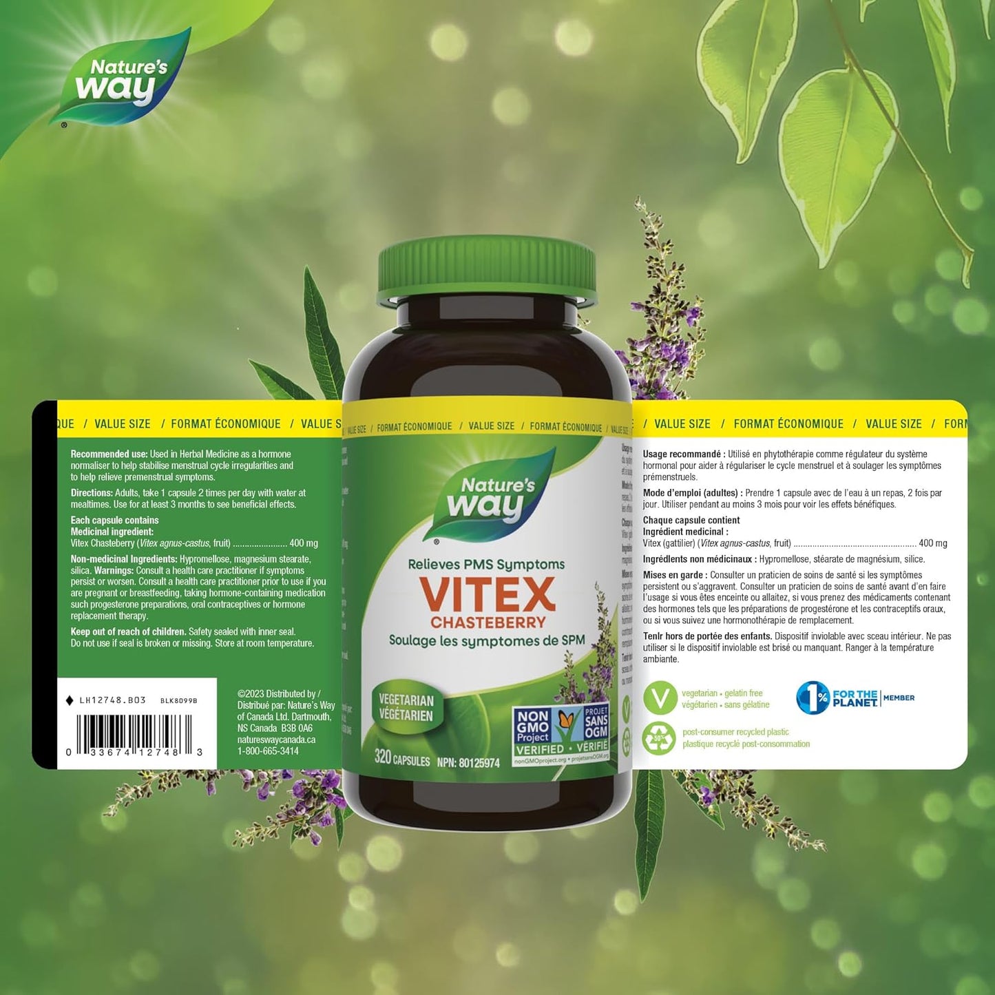Nature's Way Vitex Chasteberry – Herbal Supplement to Help Relieve PMS Symptoms, Normalize Hormones and Stabilize Menstrual Cycle Irregularities – Non-GMO - 320 Vegetarian Capsules, Value Size