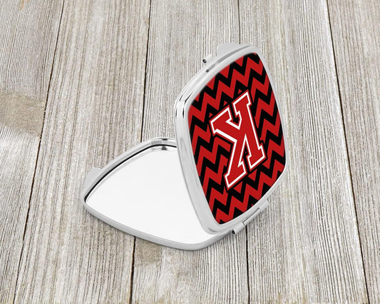 Caroline's Treasures 字母 K 雪佛龙黑红紧凑型旅行镜，多色