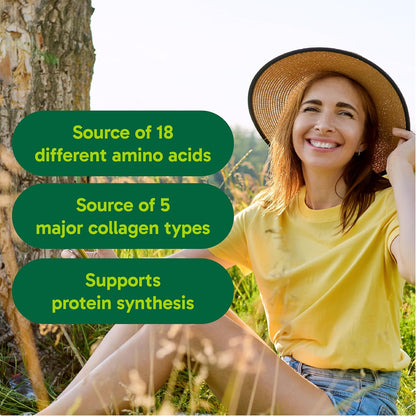 Organika Canadian-Made Full Spectrum Collagen - Type 1,2,3,5,10 - Complete Collagen Naturally Containing Hyaluronic Acid and Elastin for Healthier Hair, Skin and Joints Mild Chicken Broth Flavour 250g