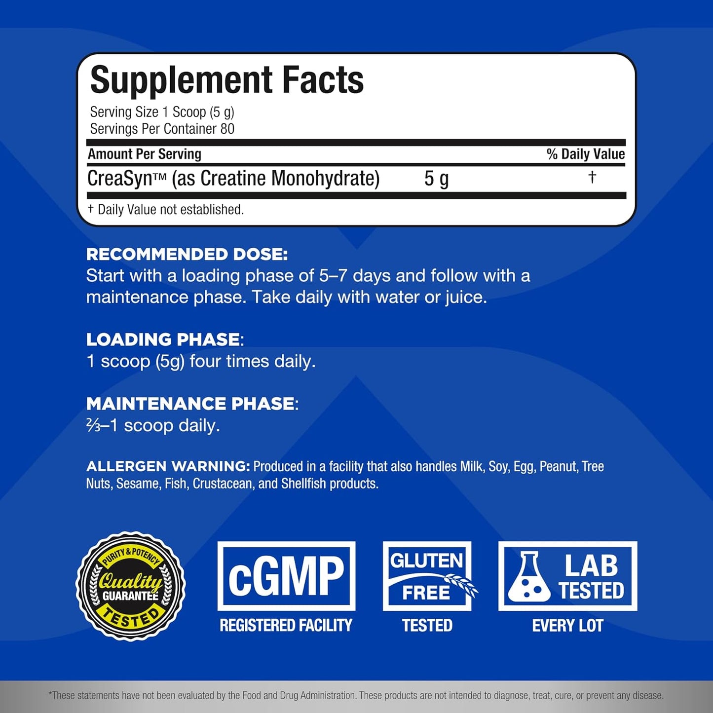 ALLMAX CASEIN-FX 香草味 2 磅肌酸一水合物，微粉化肌酸粉，用于增强力量和肌肉恢复，无麸质且快速吸收 400 克