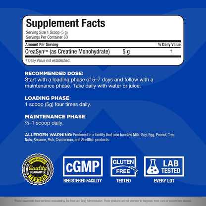 ALLMAX CASEIN-FX 香草味 2 磅肌酸一水合物，微粉化肌酸粉，用于增强力量和肌肉恢复，无麸质且快速吸收 400 克
