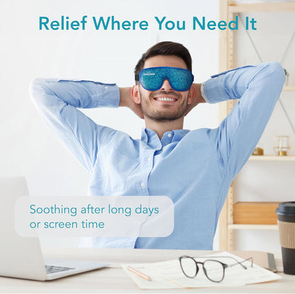 ProActive Dual Zone Reusable Hot or Cold Gel Bead Therapy Ice Pack Eye Mask with Adjustable Straps | Microwavable, Gel Beads - Ideal for Migraine, Sleep, Puffy Eyes, Inflamation, Headache Relief