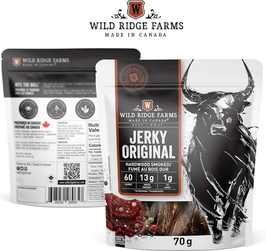 Wild Ridge Farms 原味牛肉乾，硬木煙熏，加拿大製造 - 70克