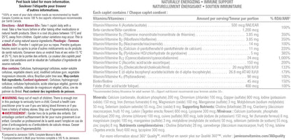 Jamieson 100% 複合維生素，適合 50 歲以上女性，含蔓越莓、葉黃素和更多鎂元素。支持免疫力、能量、整體健康、眼部護理和骨骼健康，無麩質，每日一片，160 粒膠囊