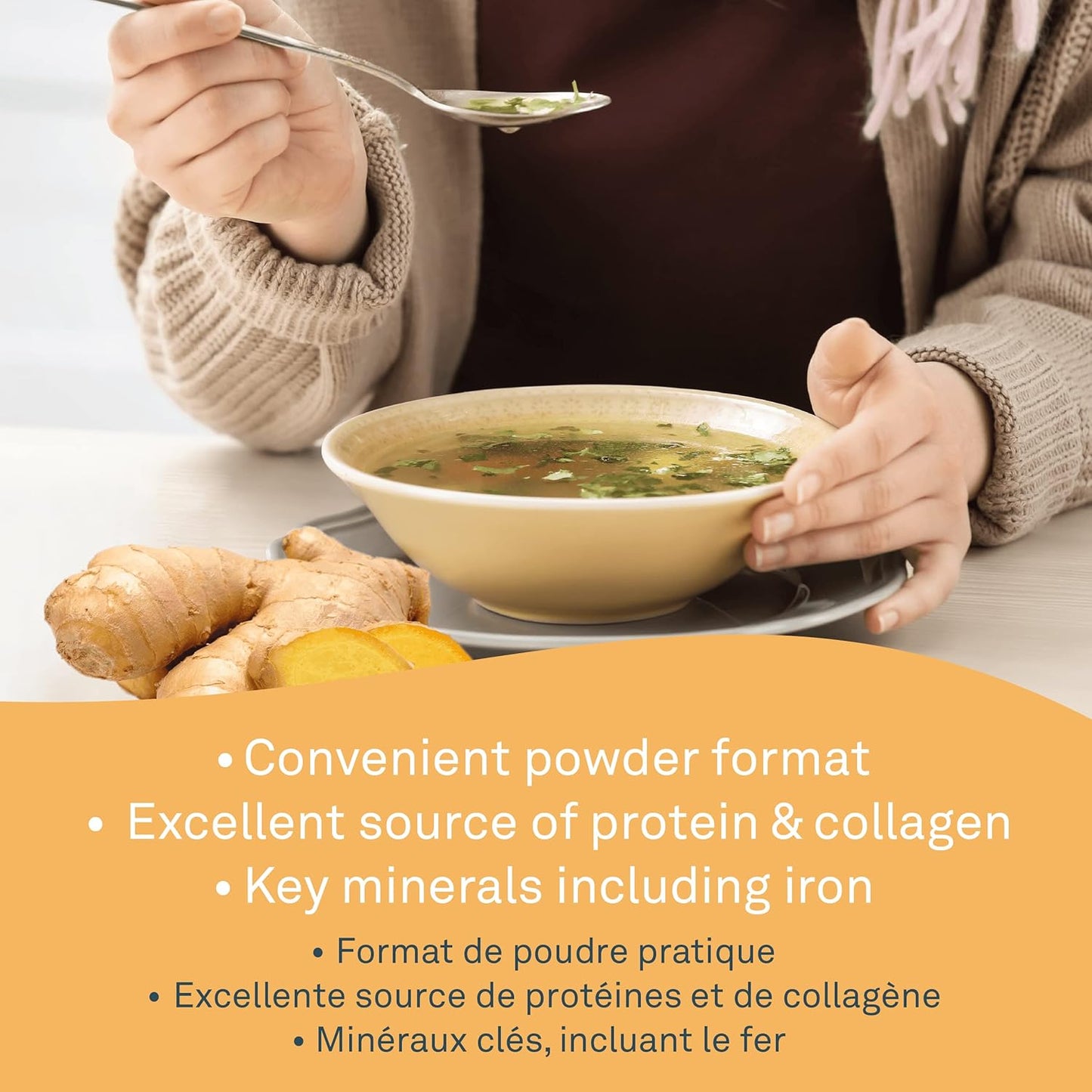 Organika 增強膠原蛋白骨骼和關節粉 - 含葡萄糖胺、MSM、硫酸軟骨素和雞骨湯粉 - 放養雞和素食雞 - 生酮友好