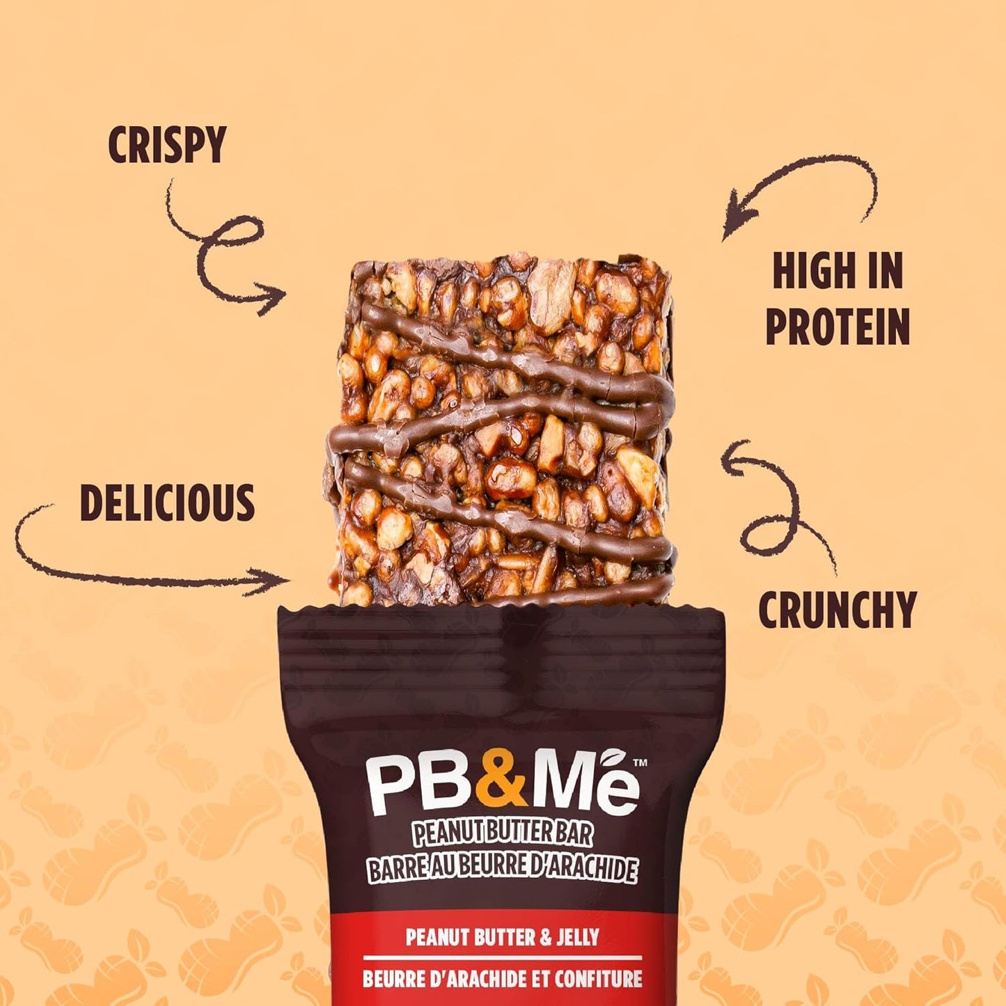 PB&Me Peanut Butter Protein Bars –Peanut Butter & Jelly, 10g Protein, Low Sugar, High Fiber, No Artificial Sweeteners or Preservatives, Meal Replacement, 5-Pack, Snack Bars for Work, Gym & Travel