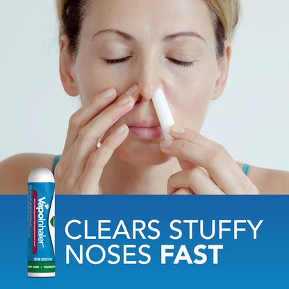 Vicks Vapoinhaler 鼻减充血剂，含舒缓蒸汽，可暂时缓解感冒引起的鼻塞，薄荷醇香味，2 包，每包 0.20 毫升