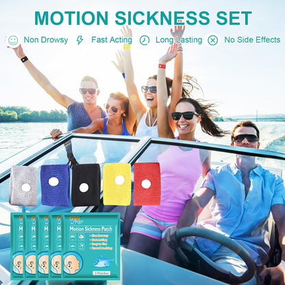 ifory 5 对晕车带和 10 片防水晕车贴，不瞌睡，旅行必备，适用于游轮、轮船、汽车和飞机