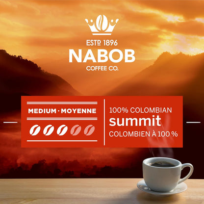 Nabob 中度烘焙 100% 哥伦比亚 Summit 研磨咖啡，340 克罐装