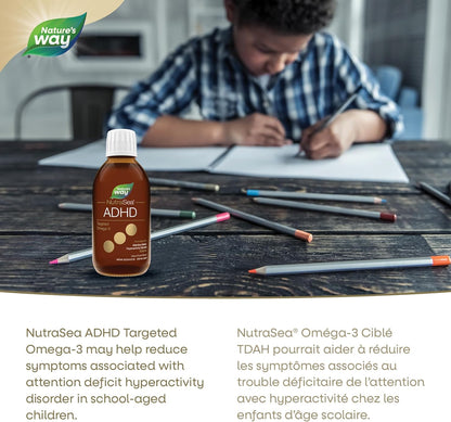 NutraSea ADHD 靶向 Omega-3，940 毫克 EPA + DHA，80 毫克 GLA，500 IU 维生素 D3，200 毫升液体