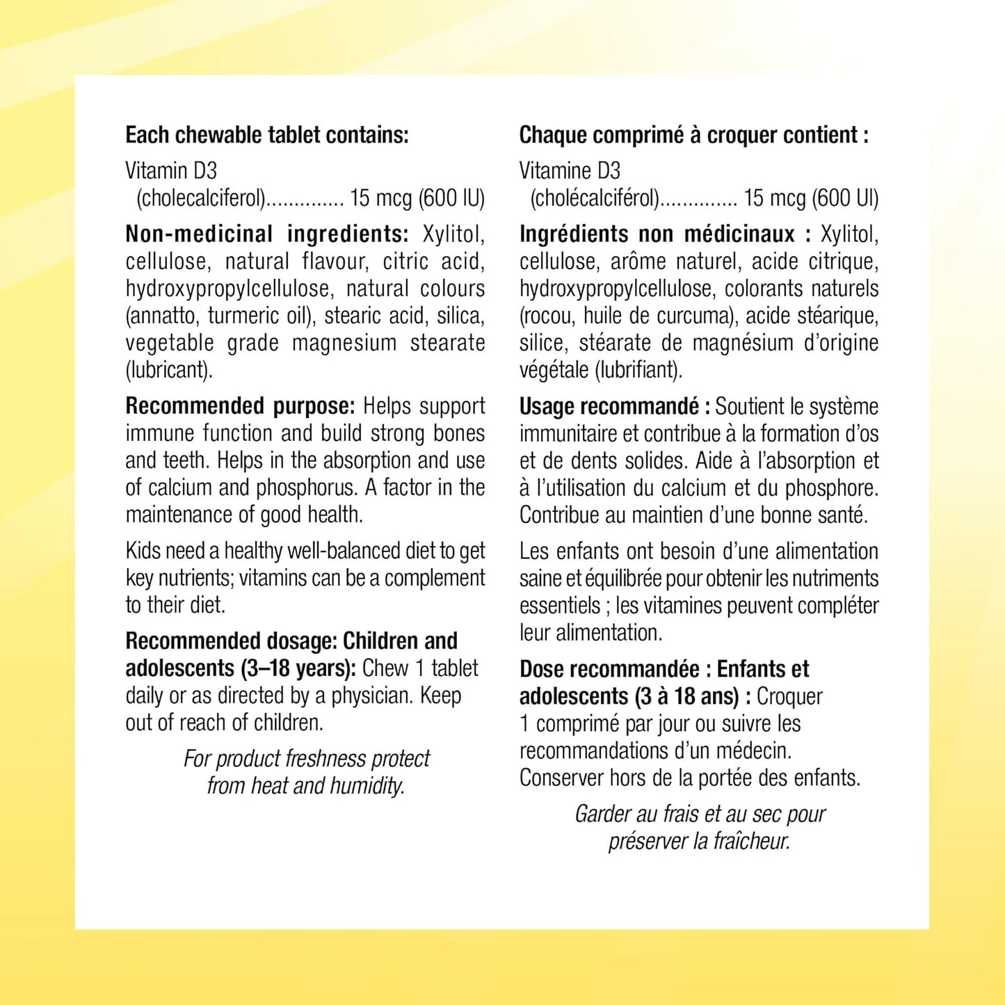 芝麻街每日阳光维生素 D3 儿童咀嚼片，360 片咀嚼片，每片含 600 国际单位维生素 D，适合 3 岁及以上儿童