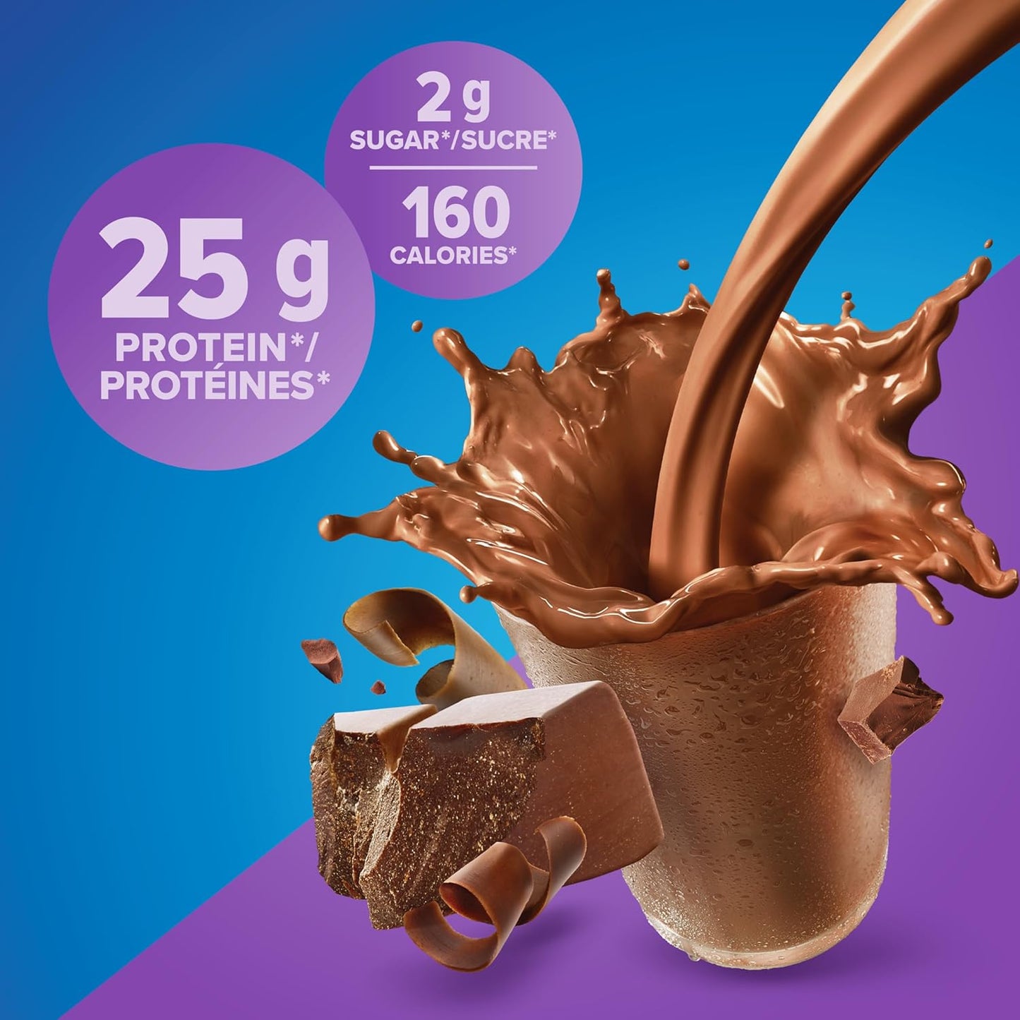 纯蛋白乳清粉 - 高蛋白（25 克/勺）、低糖（2 克/勺）、无麸质 - 速效配方，巧克力味，453 克