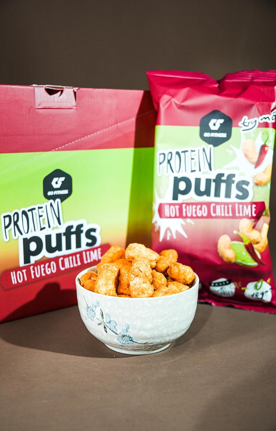 GoFitness Nutrition Protein Puffs — Veggie Mix, 6x50g Box — Crunchy High-Protein Snack for Muscle Support, Low Sugar & Keto-Friendly