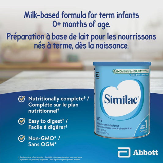 Similac 1 段非基因改造嬰兒配方奶粉，850 克，0 個月以上