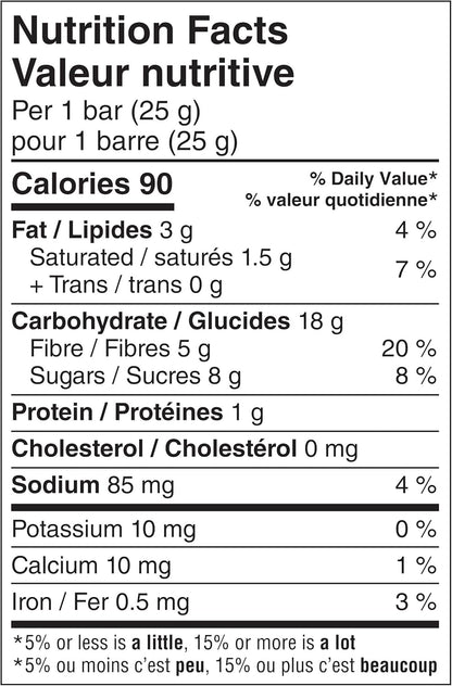 Fibre 1 燕麦巧克力肉桂卷口味咀嚼棒，5 条