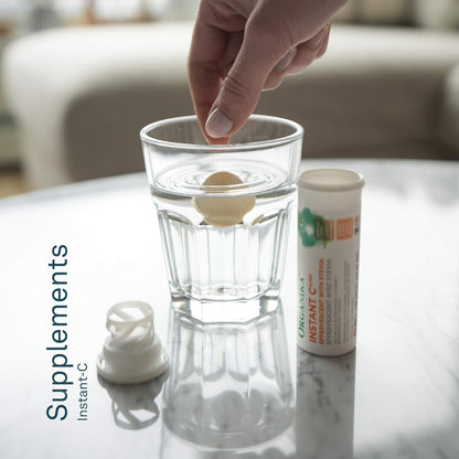 Organika Instant-C 泡騰片 - 桃芒果味，1000 毫克維生素 C，免疫支持片，1 管 x 10 片