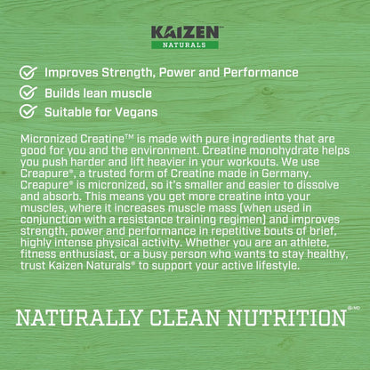 Kaizen Naturals Micronized Creatine Monohydrate, Unflavoured, 300g, Pouch