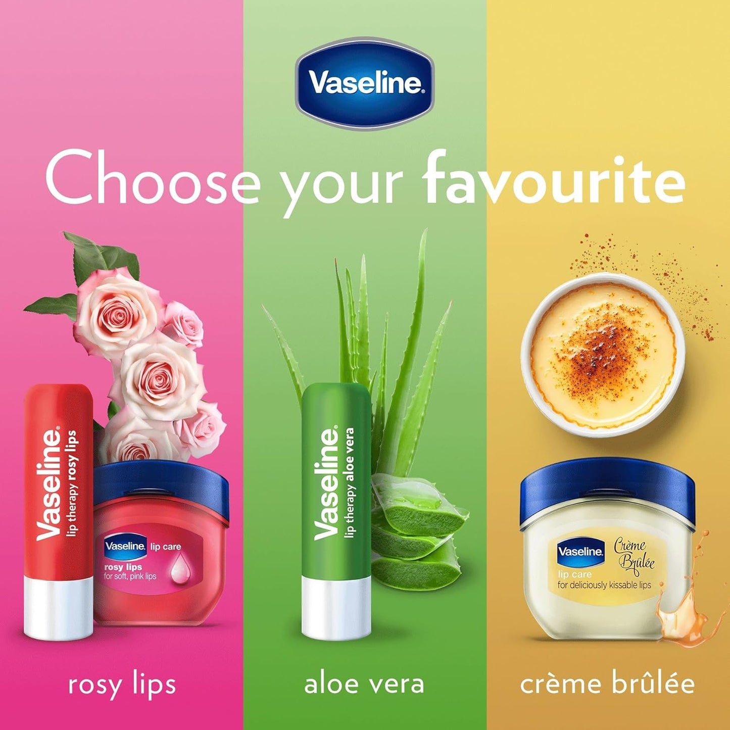 Vaseline® Lip Therapy® Crème Brulee Mini, Long-lasting moisturization, with a light scent of crème brulee