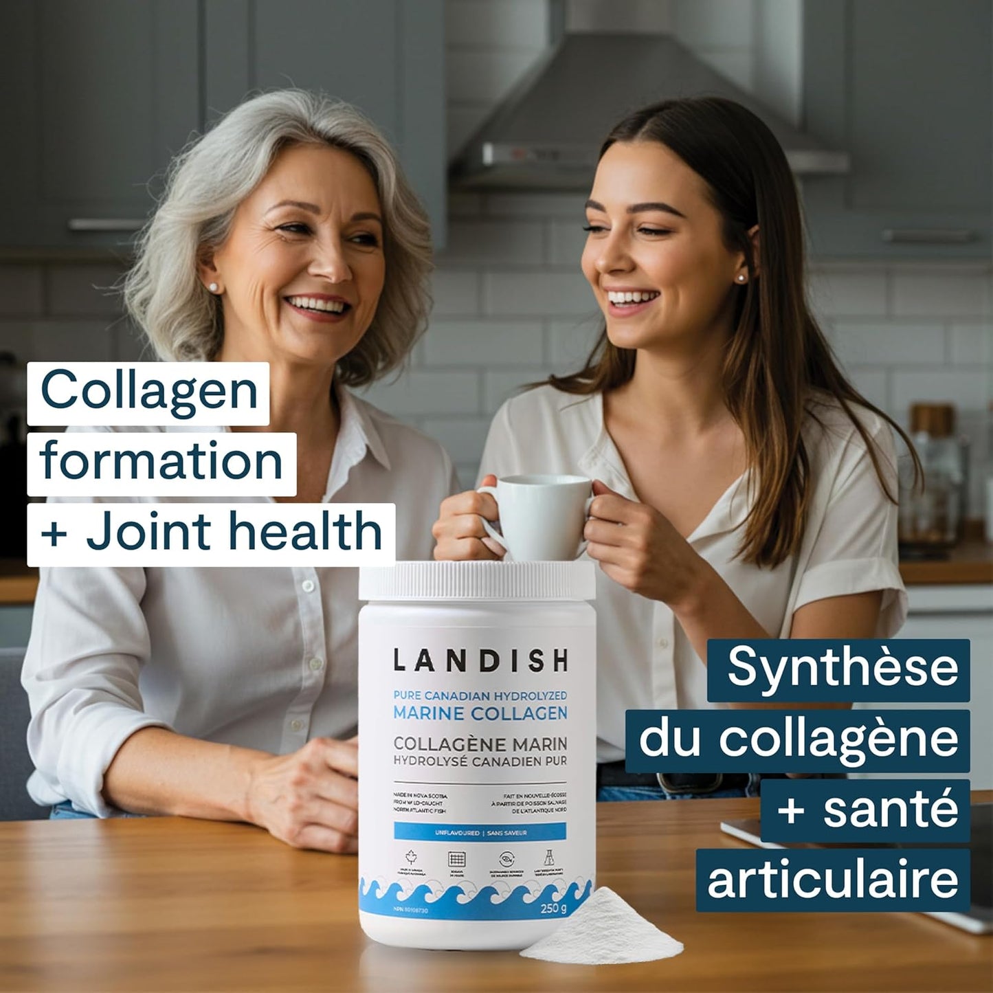 Landish 純加拿大海洋膠原蛋白肽粉 - 全身性益處和關節支持，適用於女性和男性 - 水解、無味、超純蛋白質補充劑 - 完全溶解，0 碳水化合物和糖 - 加拿大製造 - 2…