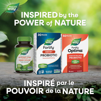 Nature's Way Fortify 50+ Probiotic, 30 Billion Active Probiotic Cultures, Supports Gastrointestinal Health, Gluten-Free Certified, Shelf Stable, 30 Capsules