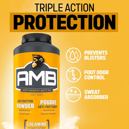 防猴屁股爽身粉，不含滑石粉的炉甘石粉，可去除汗液、异味和摩擦，8 盎司，1 包