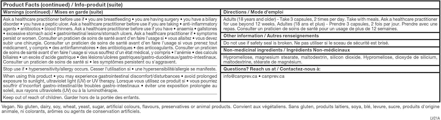 CanPrev GI-Pro 配方，120 粒素食胶囊，20 天用量，含 L-谷氨酰胺、槲皮素、朝鲜蓟、当归、菠萝蛋白酶、姜黄素和薄荷 - 支持消化舒适和整体肠道健康