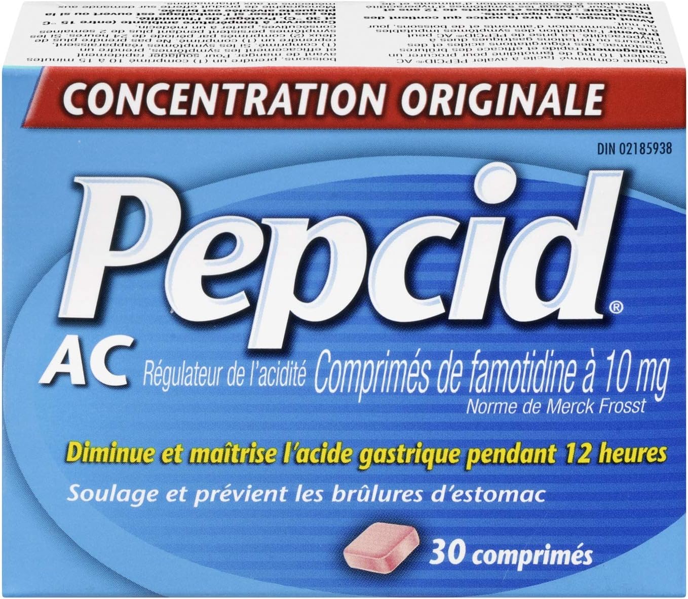 Pepcid 酸控製劑，原始強度，胃灼熱的抑酸劑和抗酸劑，預防和緩解胃灼熱，10 毫克，30 粒