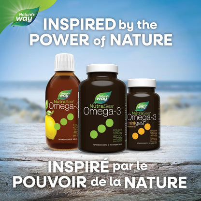 Nature's Way NutraSea Omega 3 軟膠囊 – 1250 毫克 EPA + DHA - 心血管和大腦健康 - Omega 3 魚油補充劑 - 清新薄荷味，100 粒軟膠囊