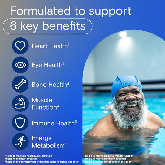 每日一片男士复合维生素，适合 50 岁以上男性 - 含维生素 A、B、C、D、E、钙、硒、镁和锌，支持免疫、骨骼、心脏和眼睛健康，以及能量，250 片