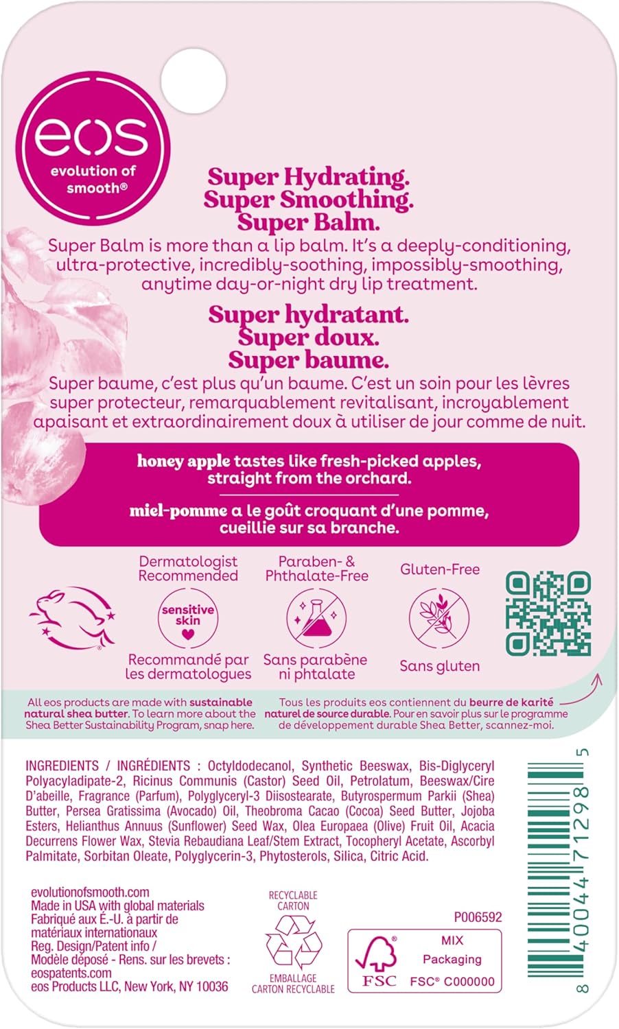 eos 24H Moisture Super Balm, Honey Apple, 10 ml