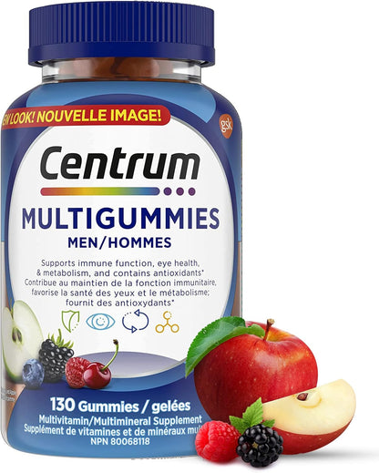 Centrum 男女复合维生素/矿物质（含人参）| Centrum 男士复合软糖（130 粒）