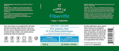 Pure-lē Fiberrific | Inulin Prebiotic Fiber Supplement Powder | Supports Digestion, Gut & Intestinal Health, Regularity, Helps Reduce Bloating & Cholesterol | 60 Servings