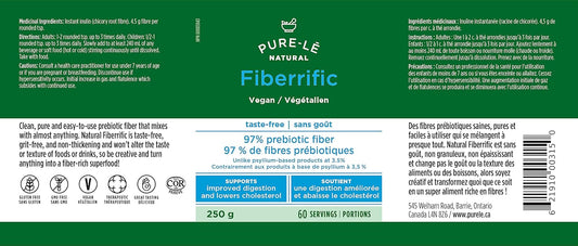 Pure-lē Fiberrific | Inulin Prebiotic Fiber Supplement Powder | Supports Digestion, Gut & Intestinal Health, Regularity, Helps Reduce Bloating & Cholesterol | 60 Servings