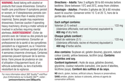 Jamieson 缬草 400 毫克，镇静、不含褪黑素、天然草本助眠，缓解紧张和烦躁。不含麸质，60 粒软胶囊，加拿大制造