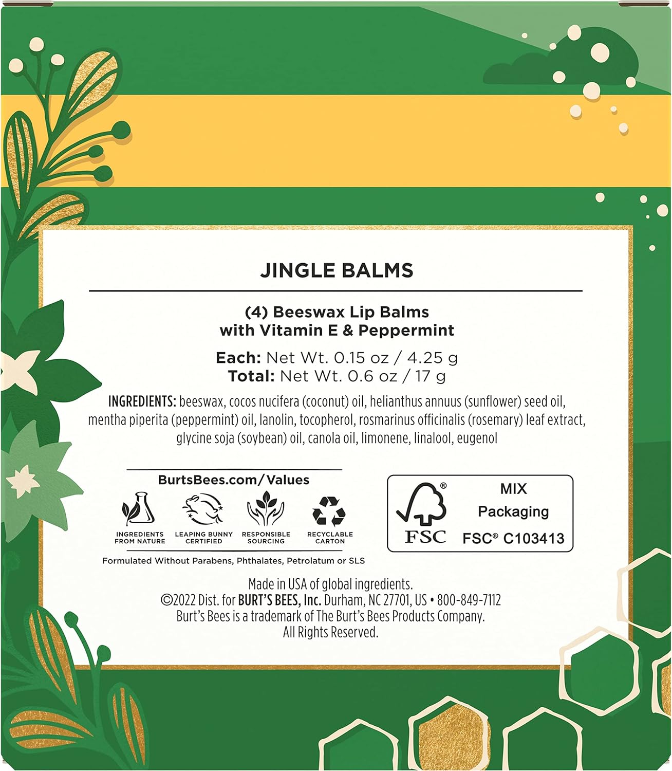 Burts Bees Burts Bees 叮当香膏套装男女通用 1 件