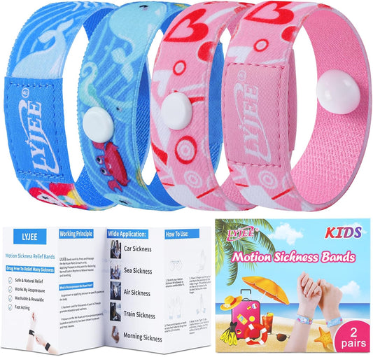 LYJEE Sea Sickness Wristbands for Kids Motion Sickness bands For Kids Cruise Ship Vacation Anti Nausea Wristbands All-Natural Non Drowsy Relief Acupressure Treatment