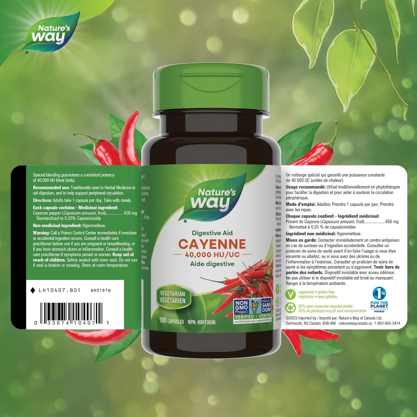 Nature's Way Cayenne Pepper 40,000 HU, 450 mg per serving, 100 Vegetarian Capsules ( 1 Pack)